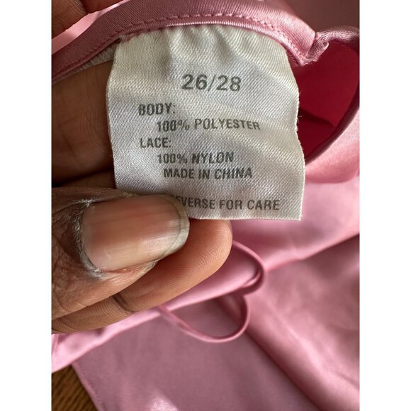 Pink Lace-Trim Satin Nightgown By Intimate Pleasures Spaghetti Straps Open-Back - Picture 5 of 10